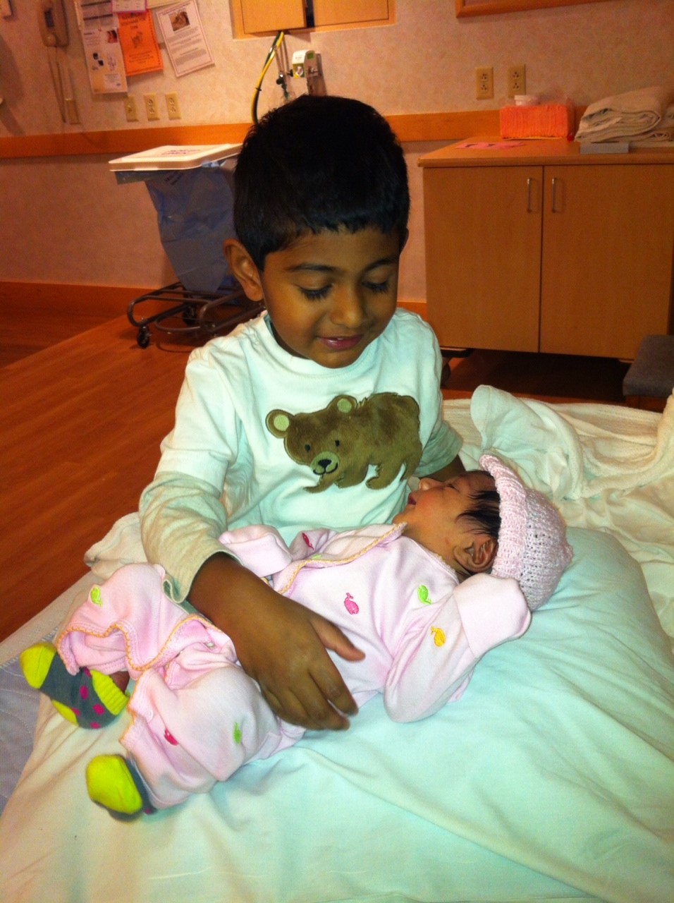 Shakti with big brother born November 2012 with labor with laura assisting